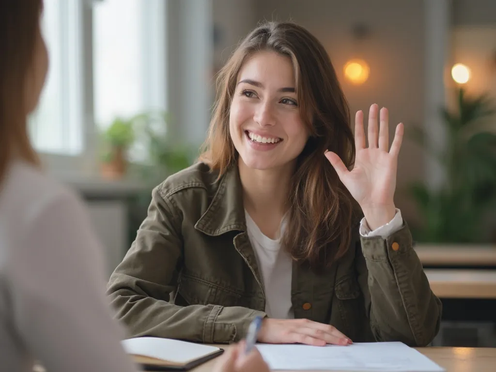 Erudite Tuition standard english tutor waving at her student in prepration for an upcoming tutoring session.